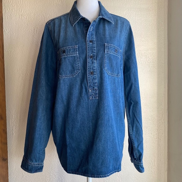 J. Crew long sleeve denim popover top Size Medium - Picture 5 of 14